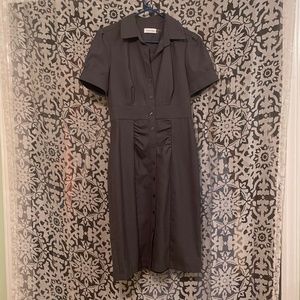Calvin Klein Grey Short Sleeve Button Down Dress